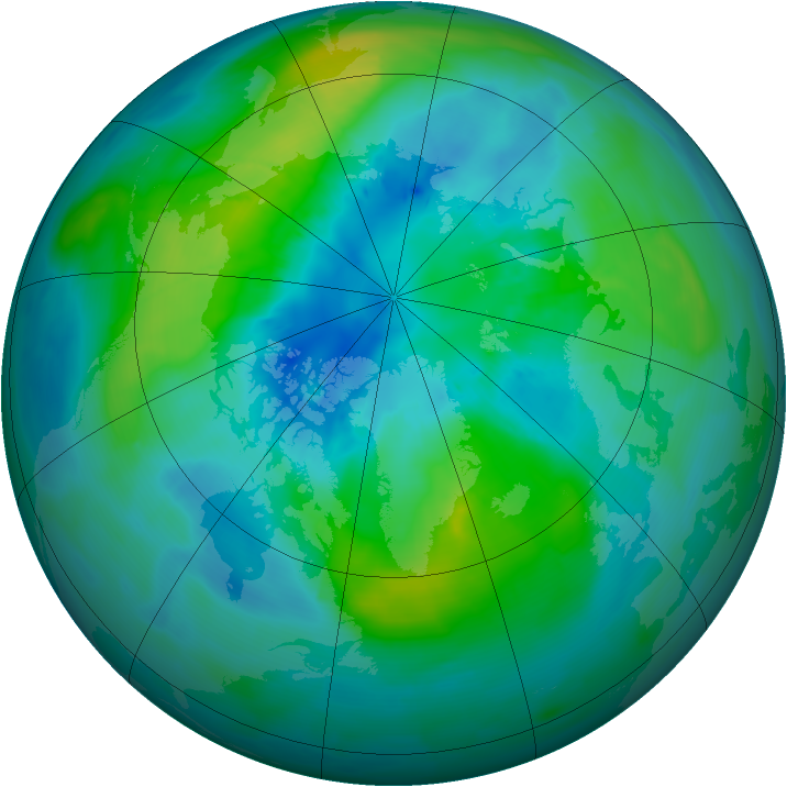 Arctic ozone map for 01 October 2014